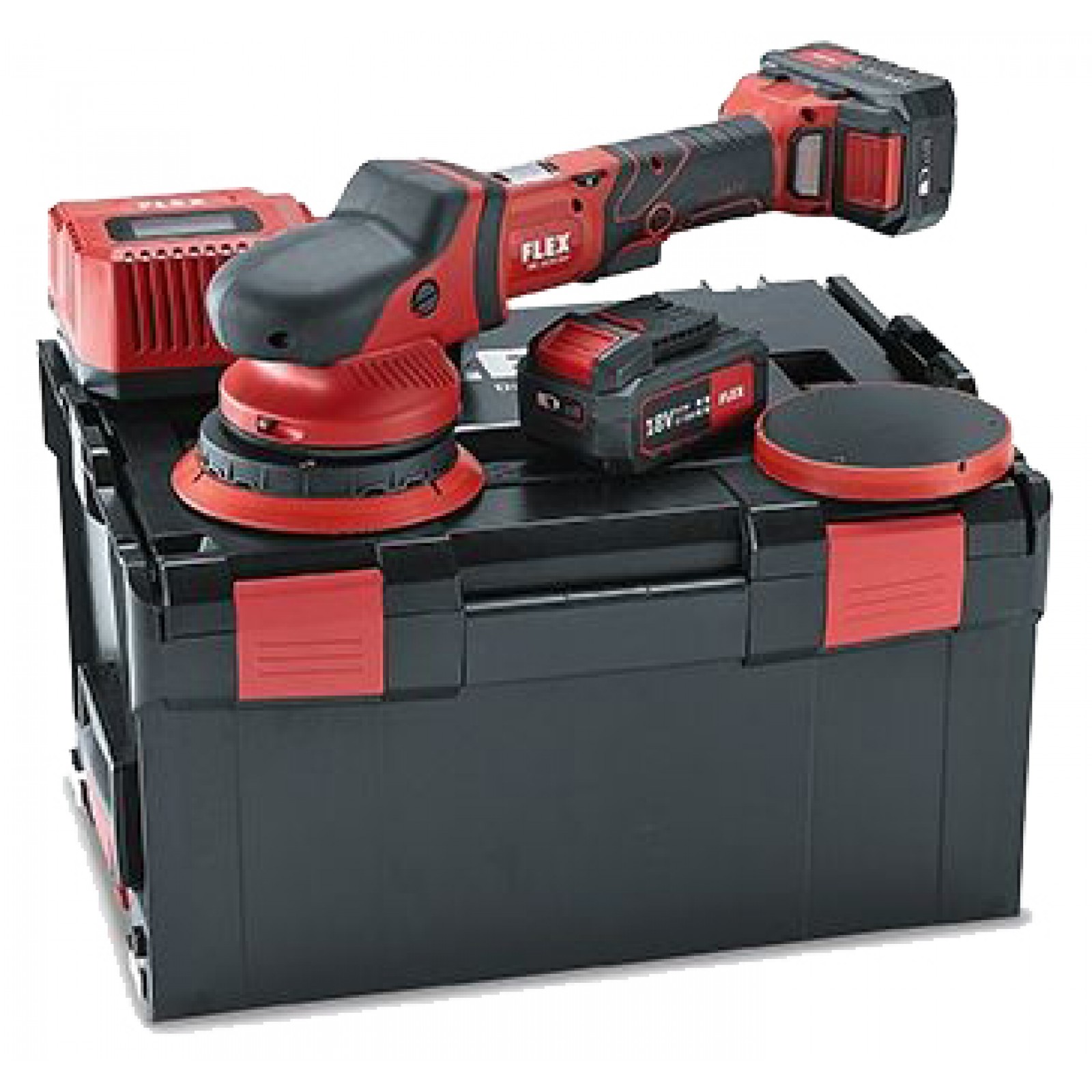 Flex Accu Polijstmachine XFE 15 150 18.0-EC/5.0 Set (incl. 2 accu's, 125mm steunschijf)